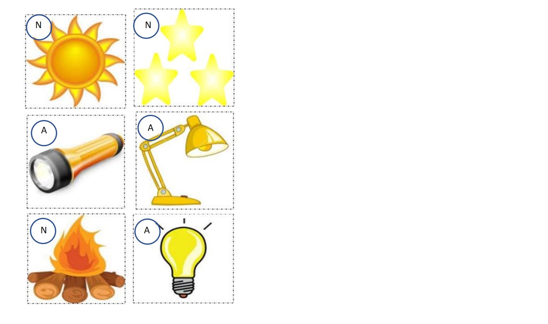 Ejemplos De Luz Artificial Y Luz Natural Para Niños