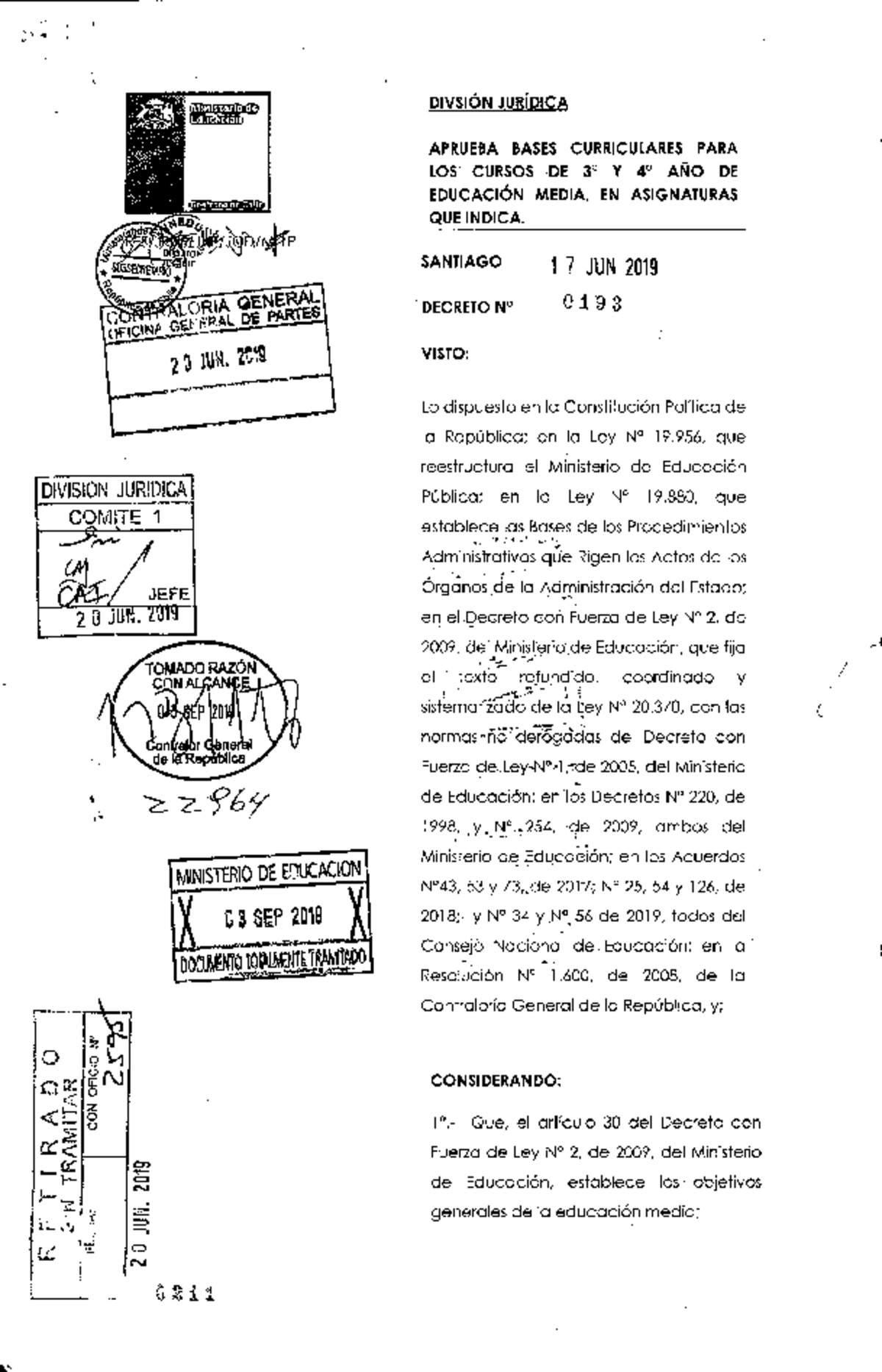 3° Y 4° Medio Nuevo Currículum - Curriculum Nacional. MINEDUC. Chile.