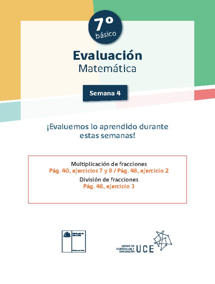 Evaluación Matemática 7º básico Unidad 1 Semana 4