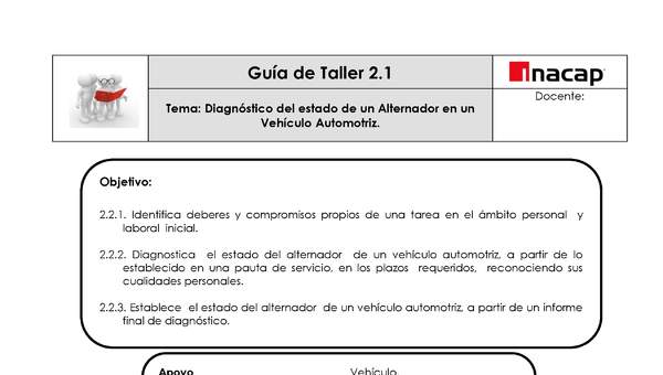 Guía Taller 2.1 Alternador pruebas en vehículo