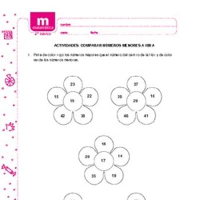 Comparar números menores a 100 a