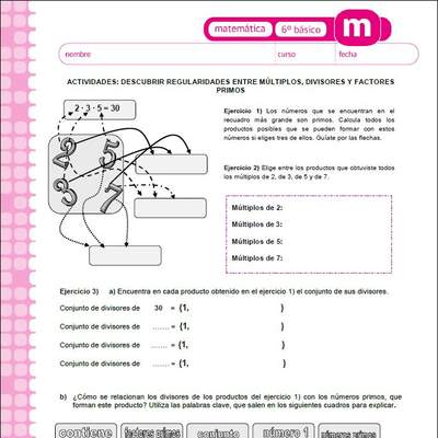 Descubrir regularidades entre multiplos, divisores y factores primos