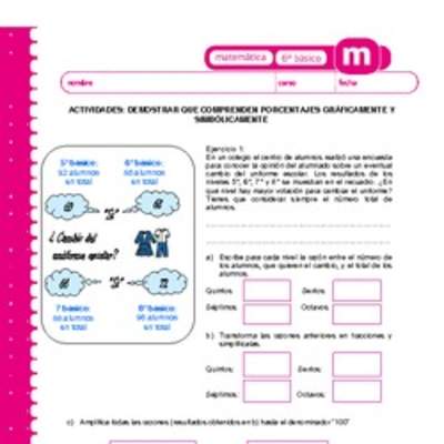 Demostrar que comprenden porcentajes gráficamente y simbólicamente