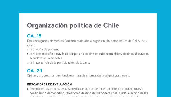 Unidad 1: La Constitución y la organización política de Chile - Curriculum  Nacional. MINEDUC. Chile.