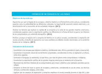 Evaluación Programas - HI08 - OA05 - OA06 - OA07 - U1 - CRÓNICAS DE MI CONQUISTA DE LAS INDIAS