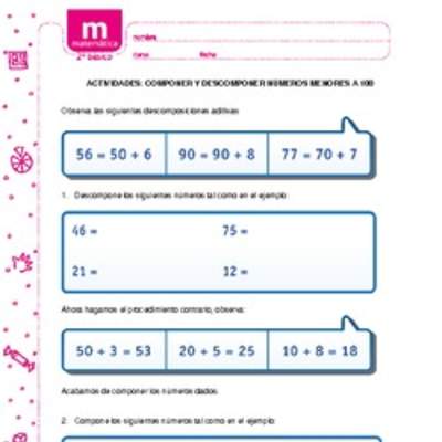 Componer y descomponer números menores a 100