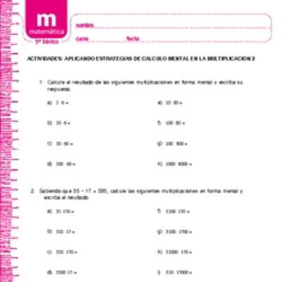 Aplicando estrategias de cálculo mental en la multiplicación 2