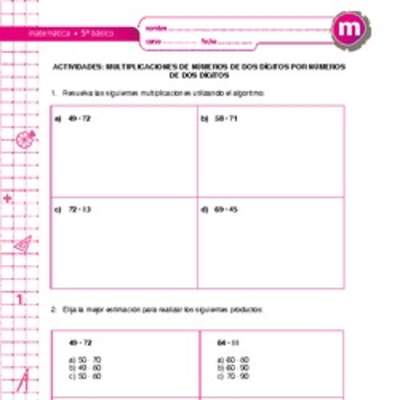 Multiplicaciones de números de dos dígitos por números de dos dígitos