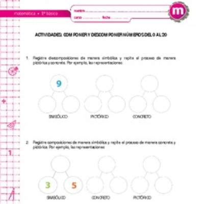 Componer y descomponer números del 0 al 20