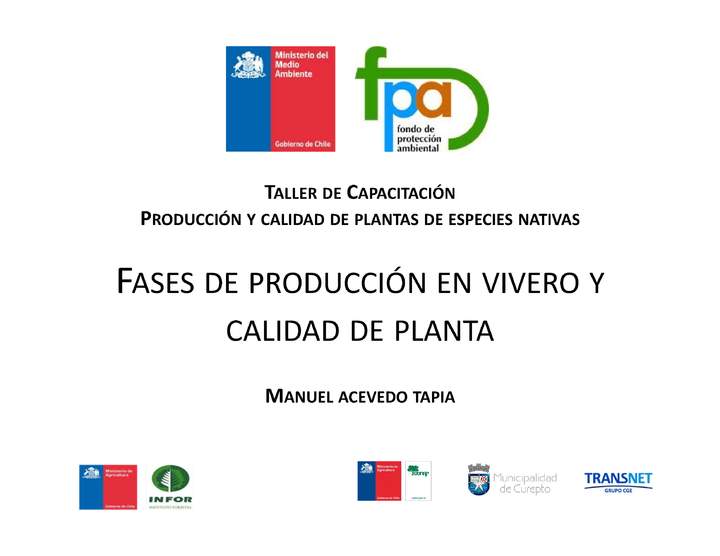 Presentación producción en vivero y calidad de planta