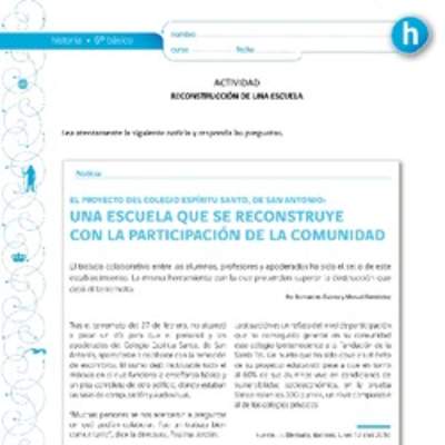 Actividad sobre la reconstrucción de una escuela