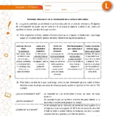 Elaboración de la introducción de un artículo informativo