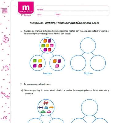 Componer y descomponer cantidad de elementos del 0 al 20