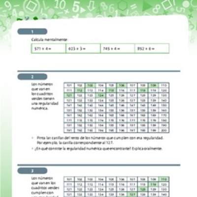 Resolución de problemas que involucra regularidades numéricas en tablas