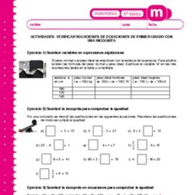 Verificar soluciones de ecuaciones de primer grado con una incógnita