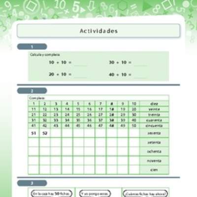 Actividades de adición y completación de secuencias numéricas