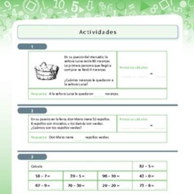 Resolución de problemas de sustracción con números menores a 100