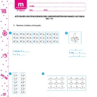 Multiplicaciones como adiciones reiteradas usando las tablas del 7 y 9