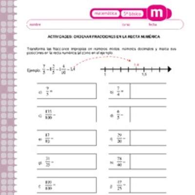Ordenar fracciones en la recta numérica