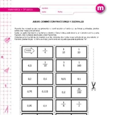 Dominó con fracciones y decimales