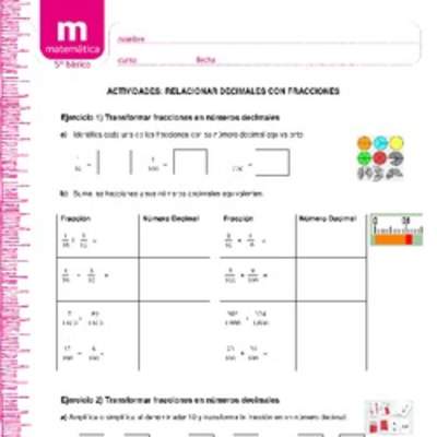 Relacionar fracciones con decimales