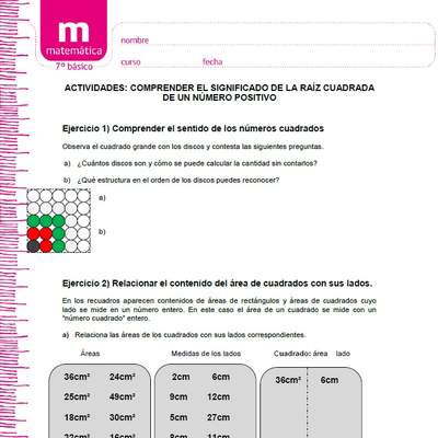 Comprender el significado de la raíz cuadrada de un número positivo