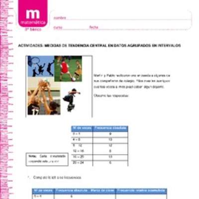 Medidas de tendencia central en datos agrupados en intervalos