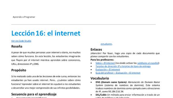 Lección16: el internet