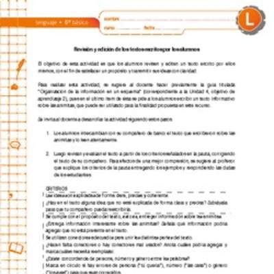 Revisión y edición de los textos escritos por los alumnos