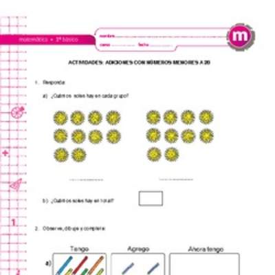 Adiciones con números menores a 20