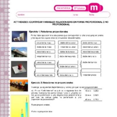 Identificar variables relacionadas en forma proporcional y no proporcional