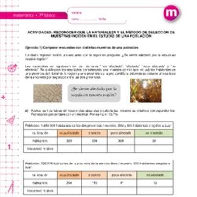 Reconocer que la naturaleza y el método de selección de muestras inciden en el estudio de una población.