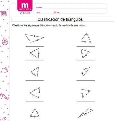 Clasificar triángulos según medidas de lado B