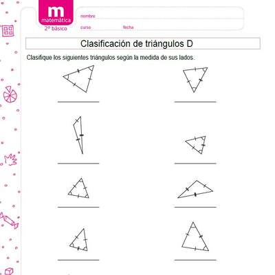 Clasificar triángulos según medidas de lado D