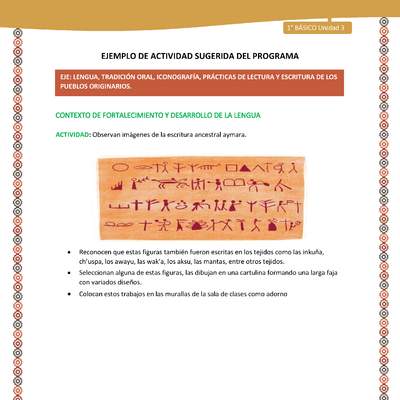 Actividad sugerida LC01 - Aymara - U04 - N°07: Observan imágenes de la escritura ancestral aymara