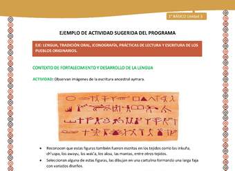 Actividad sugerida LC01 - Aymara - U04 - N°07: Observan imágenes de la escritura ancestral aymara