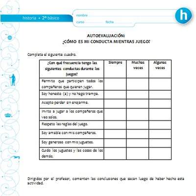 Autoevaluación: ¿Cómo es mi conducta mientras juego?