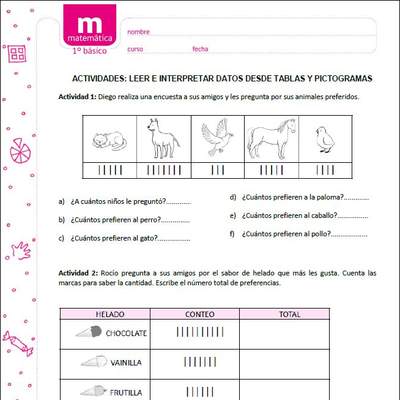 Leer e interpretar datos desde tablas y pictogramas