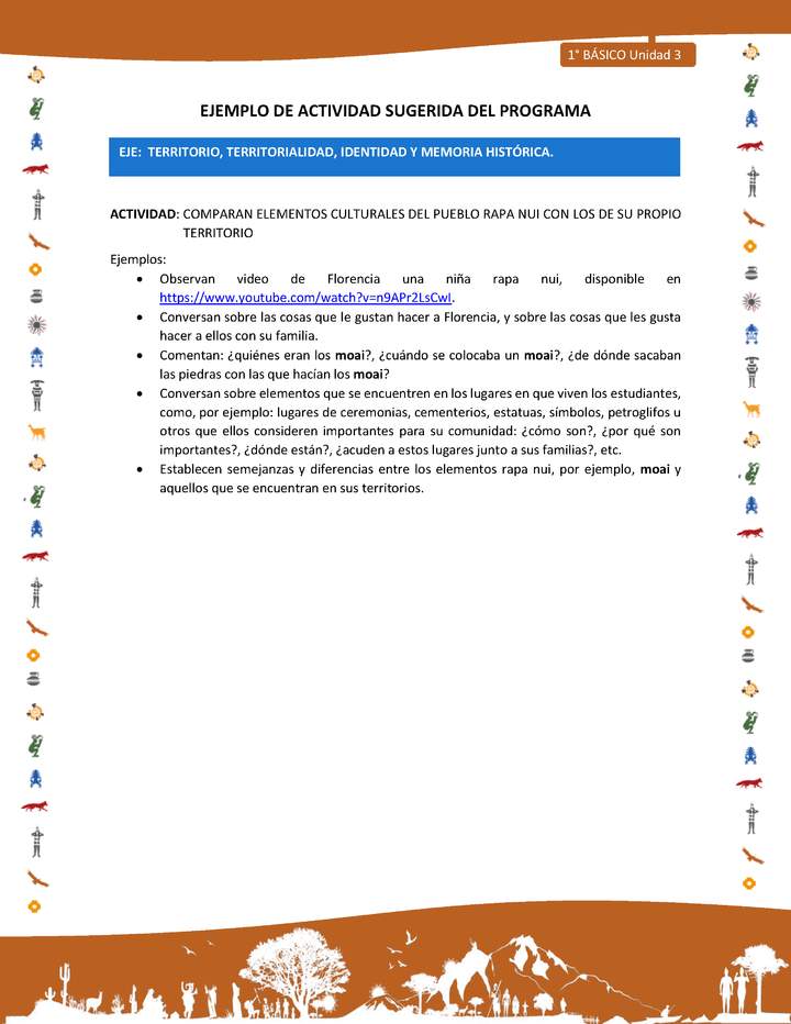 Actividad sugerida Nº 4- LC01 - INTERCULTURALIDAD-U3-ET - COMPARAN ELEMENTOS CULTURALES DEL PUEBLO RAPA NUI CON LOS DE SU PROPIO TERRITORIO