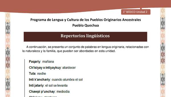 QUECHUA-LC01-U02-Orientaciones al docente - Repertorios lingüísticos