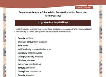 QUECHUA-LC01-U02-Orientaciones al docente - Repertorios lingüísticos