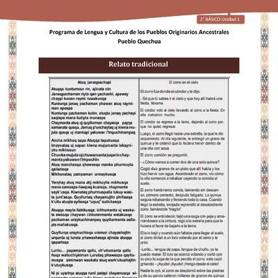 QUECHUA-LC02-U01-Orientaciones al docente - Relato tradicional