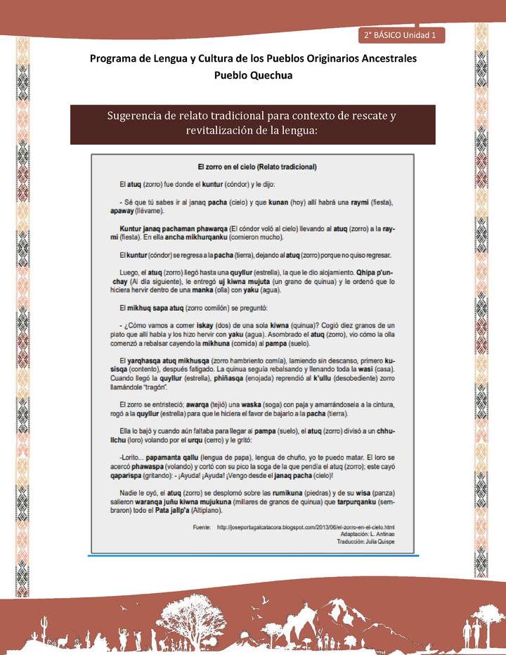 QUECHUA-LC02-U01-Orientaciones al docente - Relatos