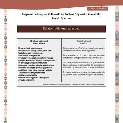 QUECHUA-LC02-U02-Orientaciones al docente - Relato tradicional quechua