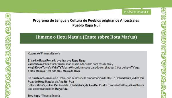 04-Orientaciones al docente - LC02 - Rapa nui - U1 - Himene o Hotu Matu’a (Canto sobre Hotu Mat’ua)