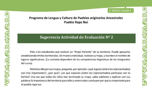09-Orientaciones al docente - LC02 - Rapa nui - U1 - Sugerencia Actividad de Evaluación Nº 2