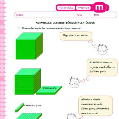 Describir décimos centésimos milésimos