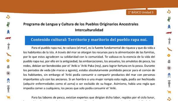 Contenido cultural: Territorio y maritorio del pueblo rapa nui