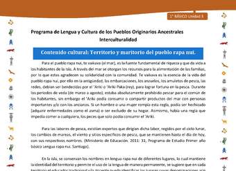 Contenido cultural: Territorio y maritorio del pueblo rapa nui