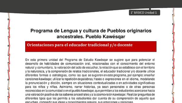 Orientaciones al docente - LC01 - Kawésqar - U1 - Introducción